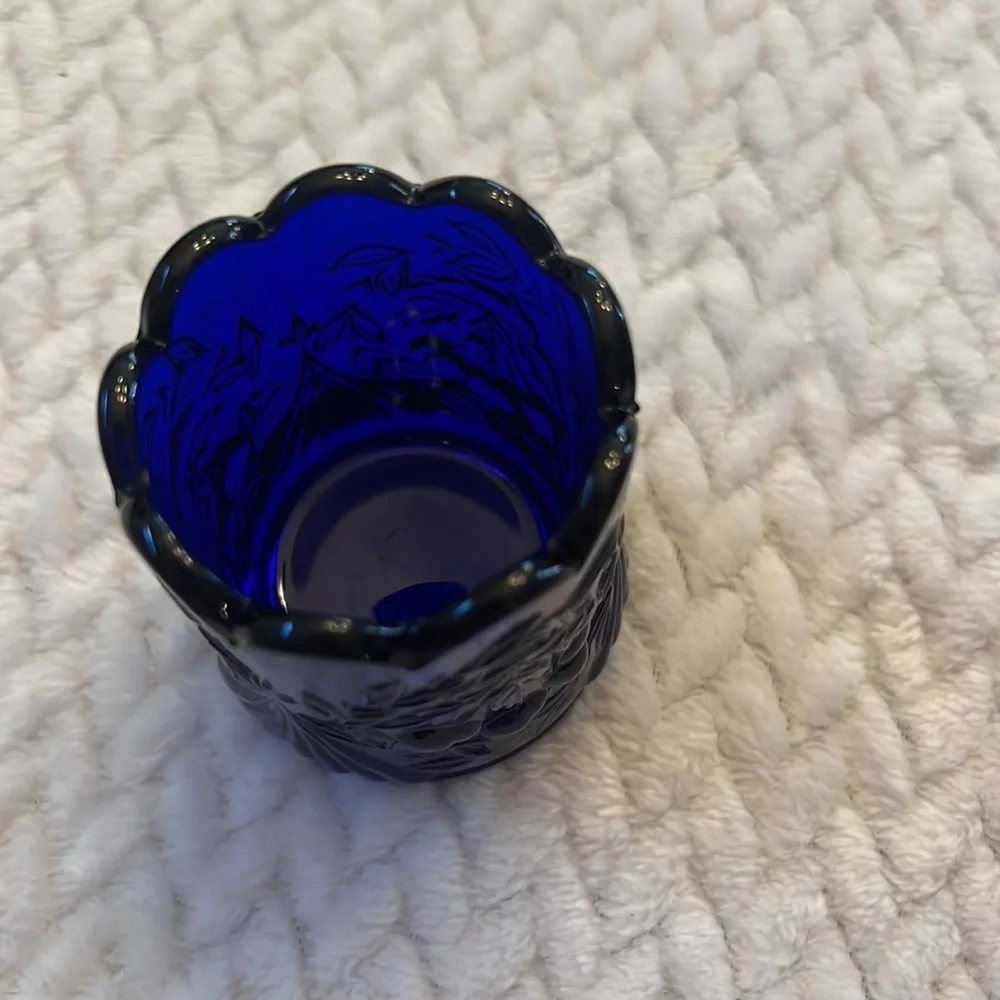 Vintage Westmoreland Elegant Cobalt Blue Toothpick Holder Vase Mid Century